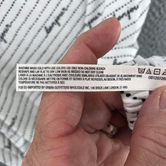 Maeve Anthropologie Womens Large White Graphic Bonjour Cinched Waist Shirt - Picture 7 of 10